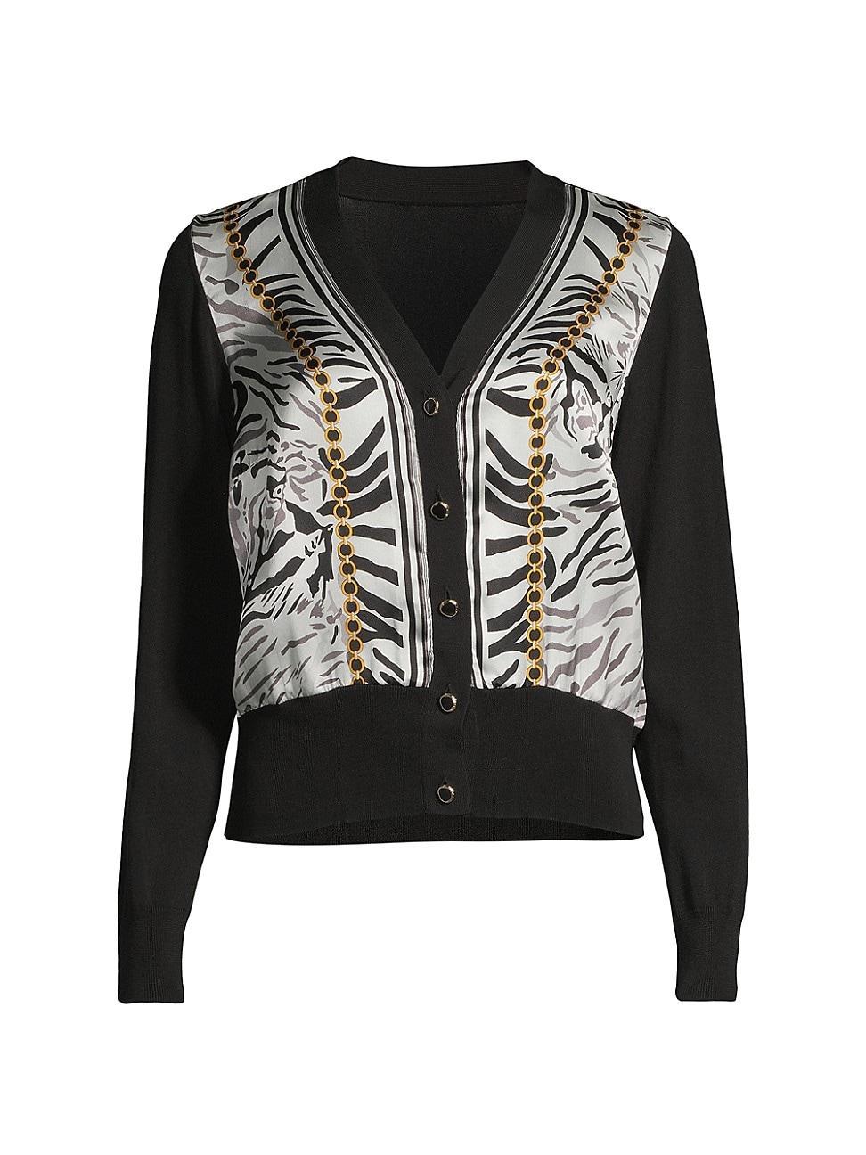 Womens Garoupe Silk-Front Cardigan Product Image