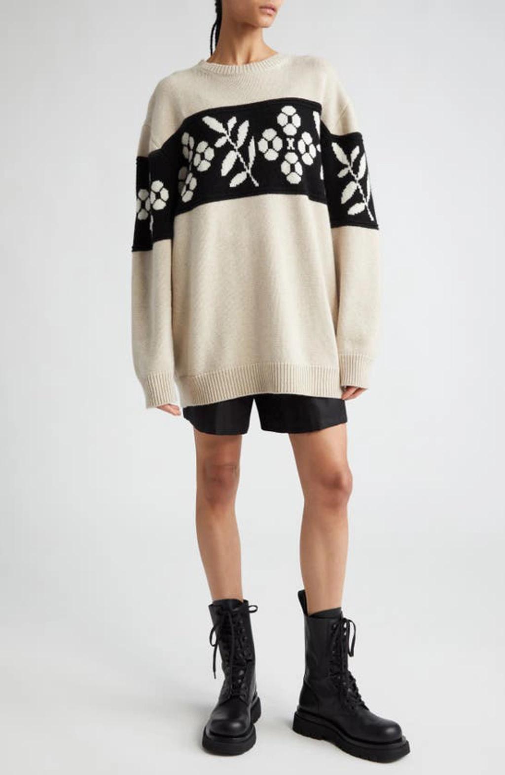 MAX MARA Faggi Round Neck Wool Cashmere Sweater In Beige Product Image