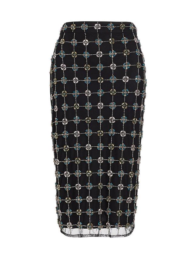 Womens Embellished Geometric Midi-Skirt Product Image