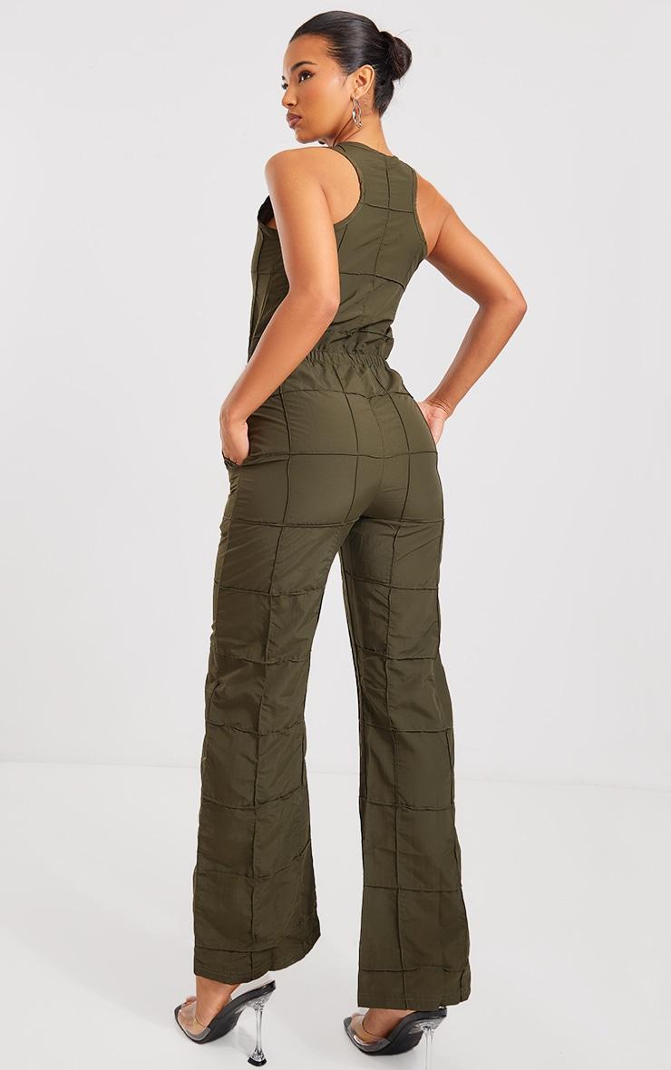 Khaki Textured Zip Up Toggle Jumpsuit Product Image