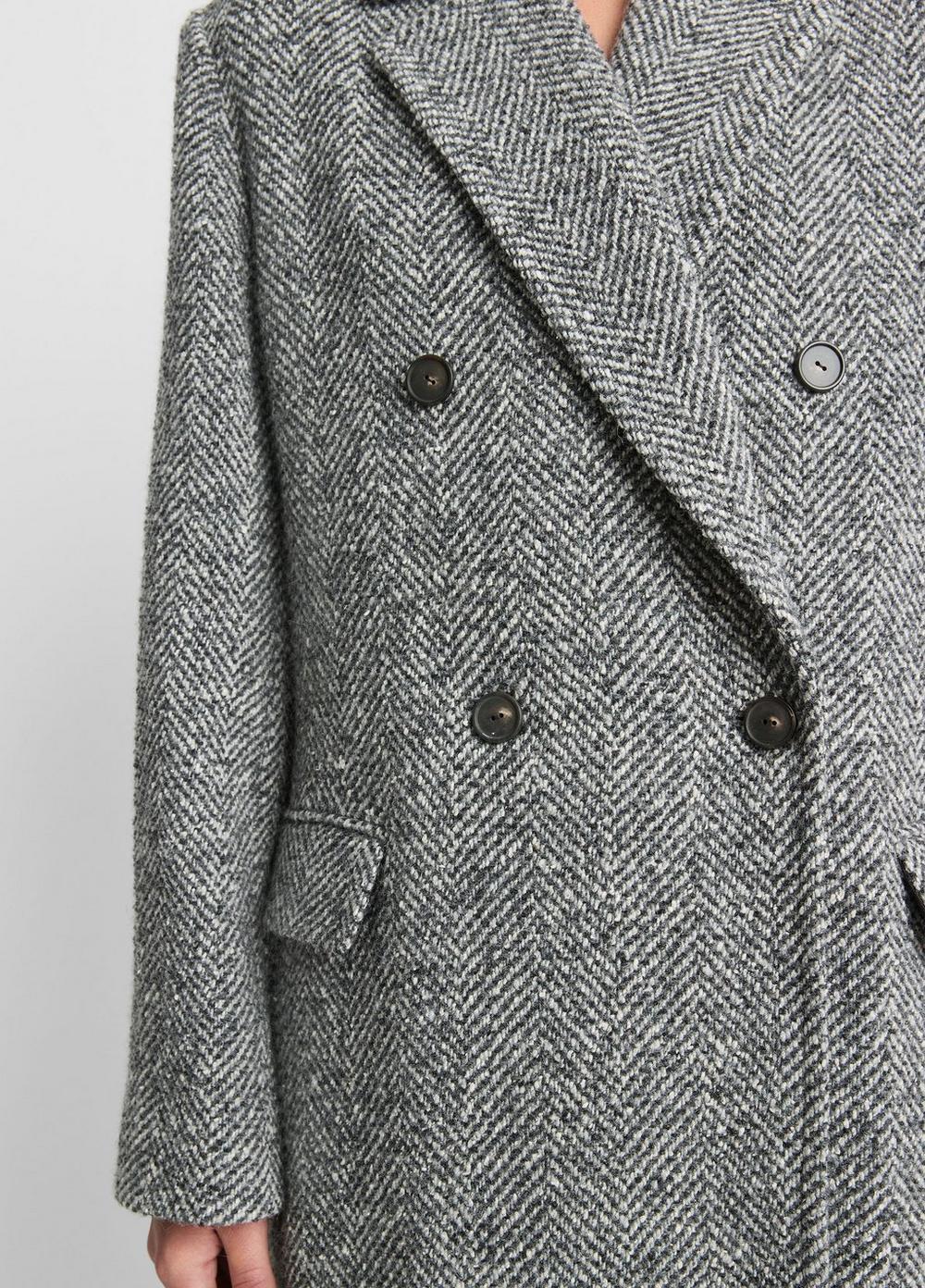 Italian Herringbone Wool-Blend Double-Breasted Coat Product Image