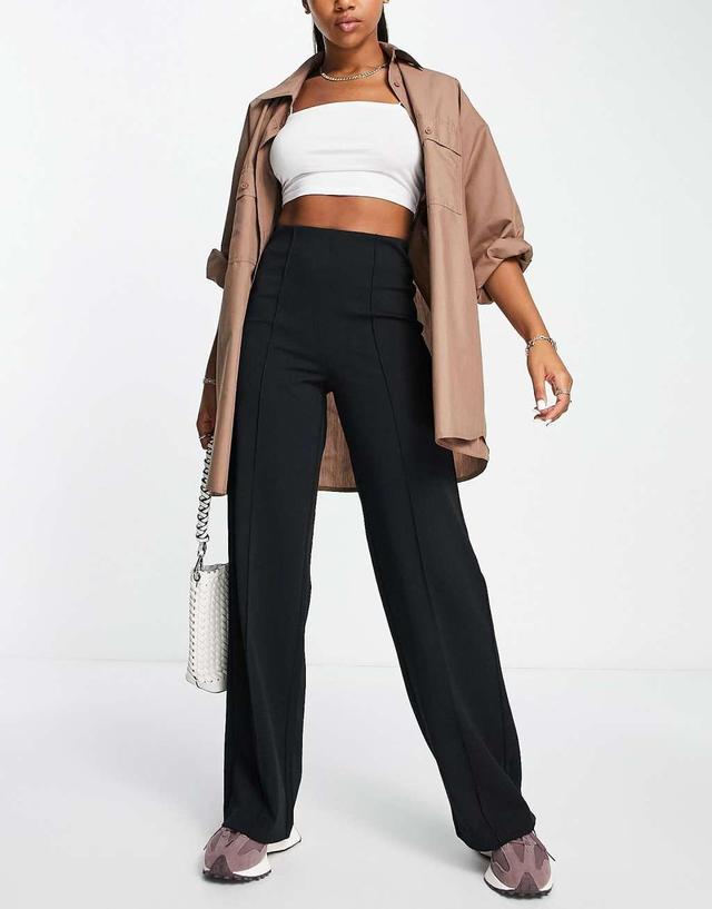 Vero Moda pleat front wide leg pants in black Product Image