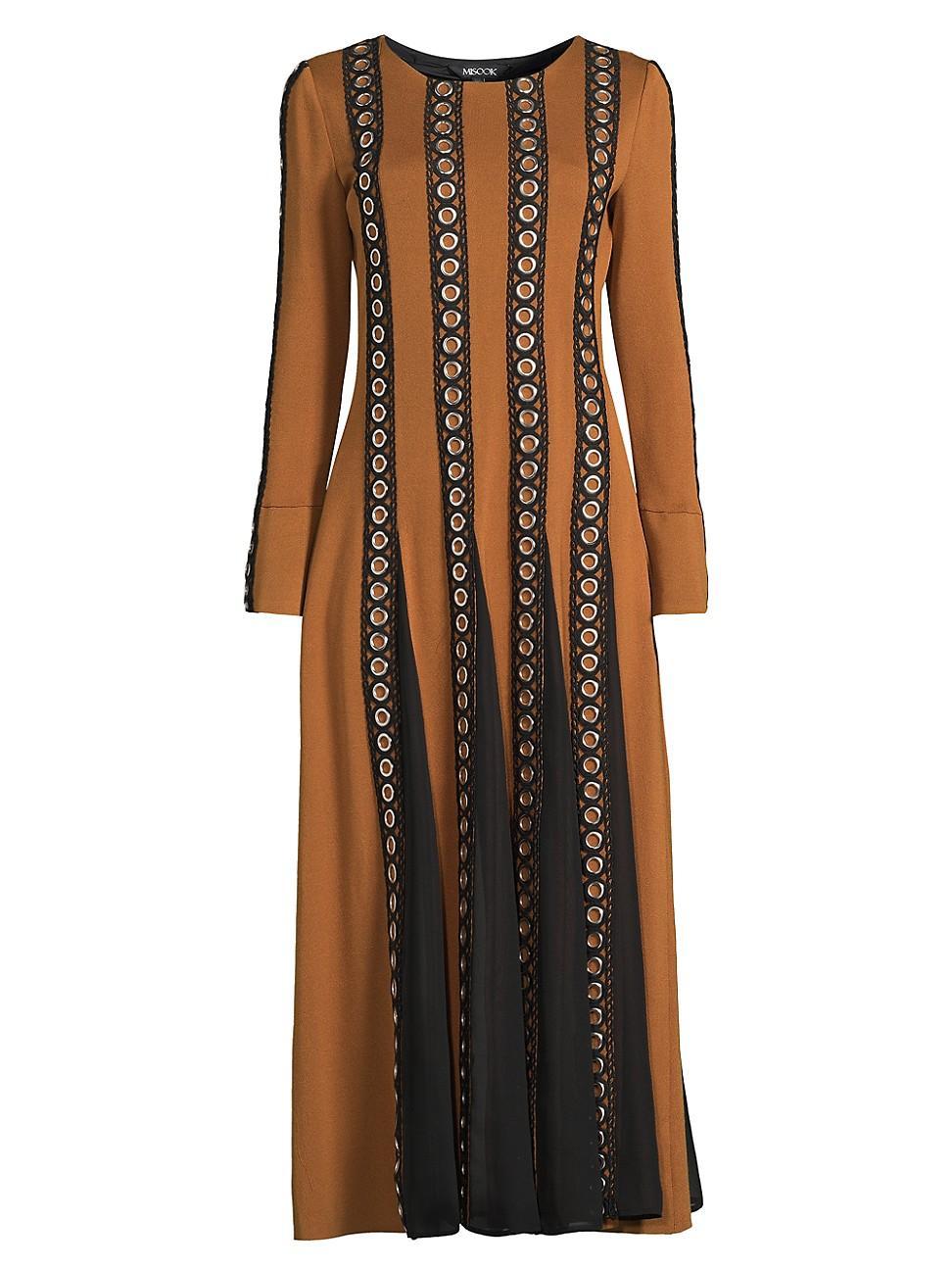 Womens Embellshed Paneled Mesh Maxi Dress Product Image