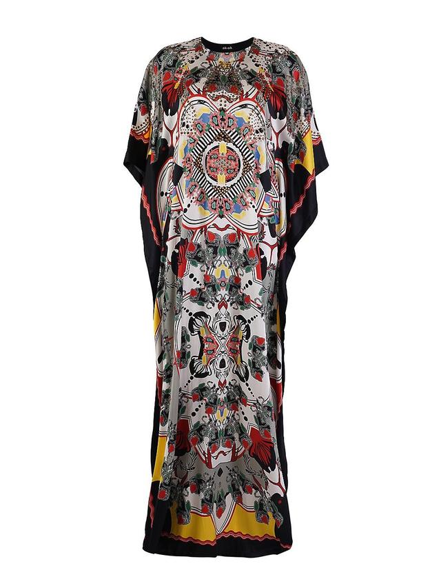 Womens Printed Silk Studded Caftan Product Image