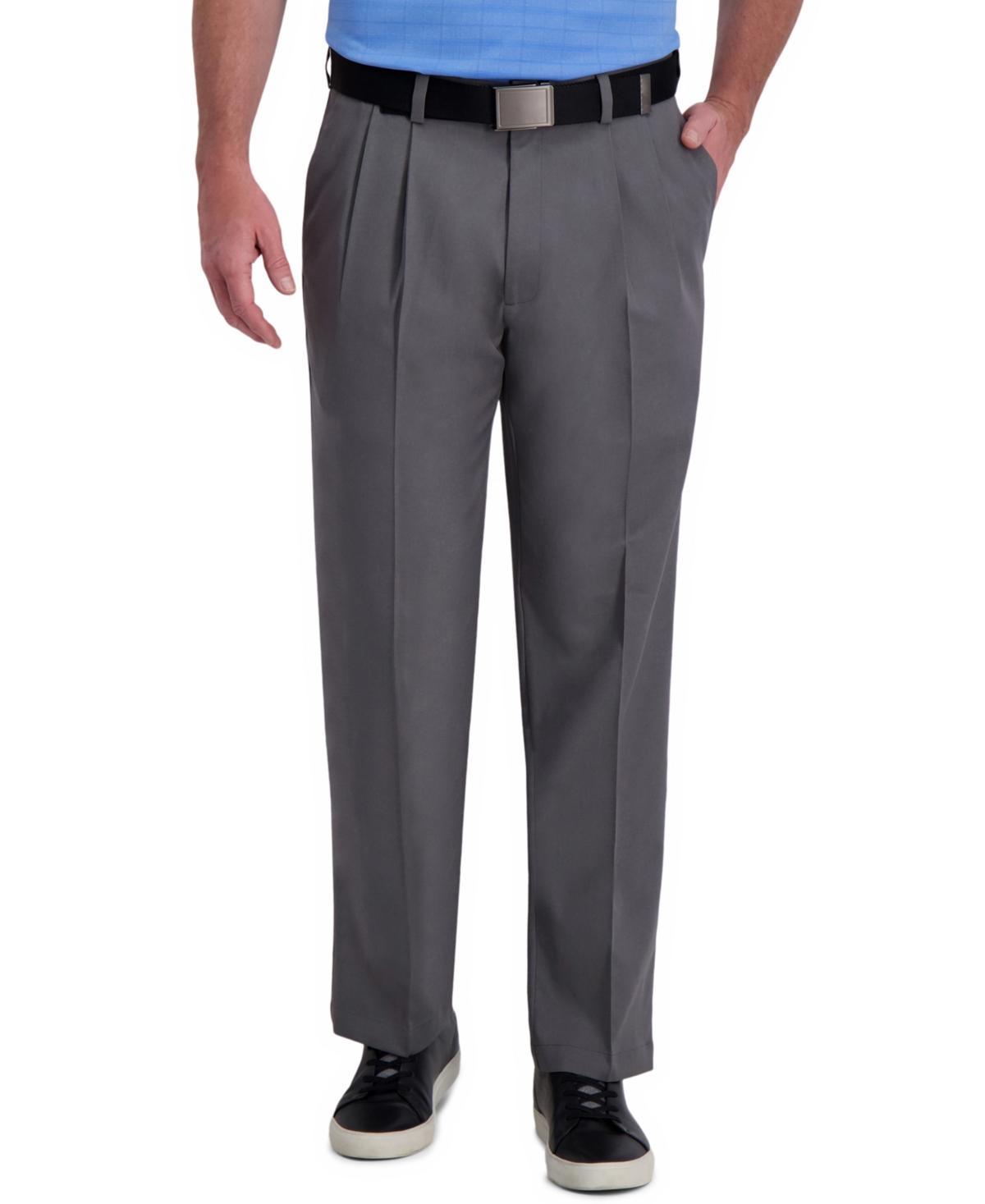 Mens Haggar Cool Right Performance Flex Classic-Fit Pleated Pants Product Image