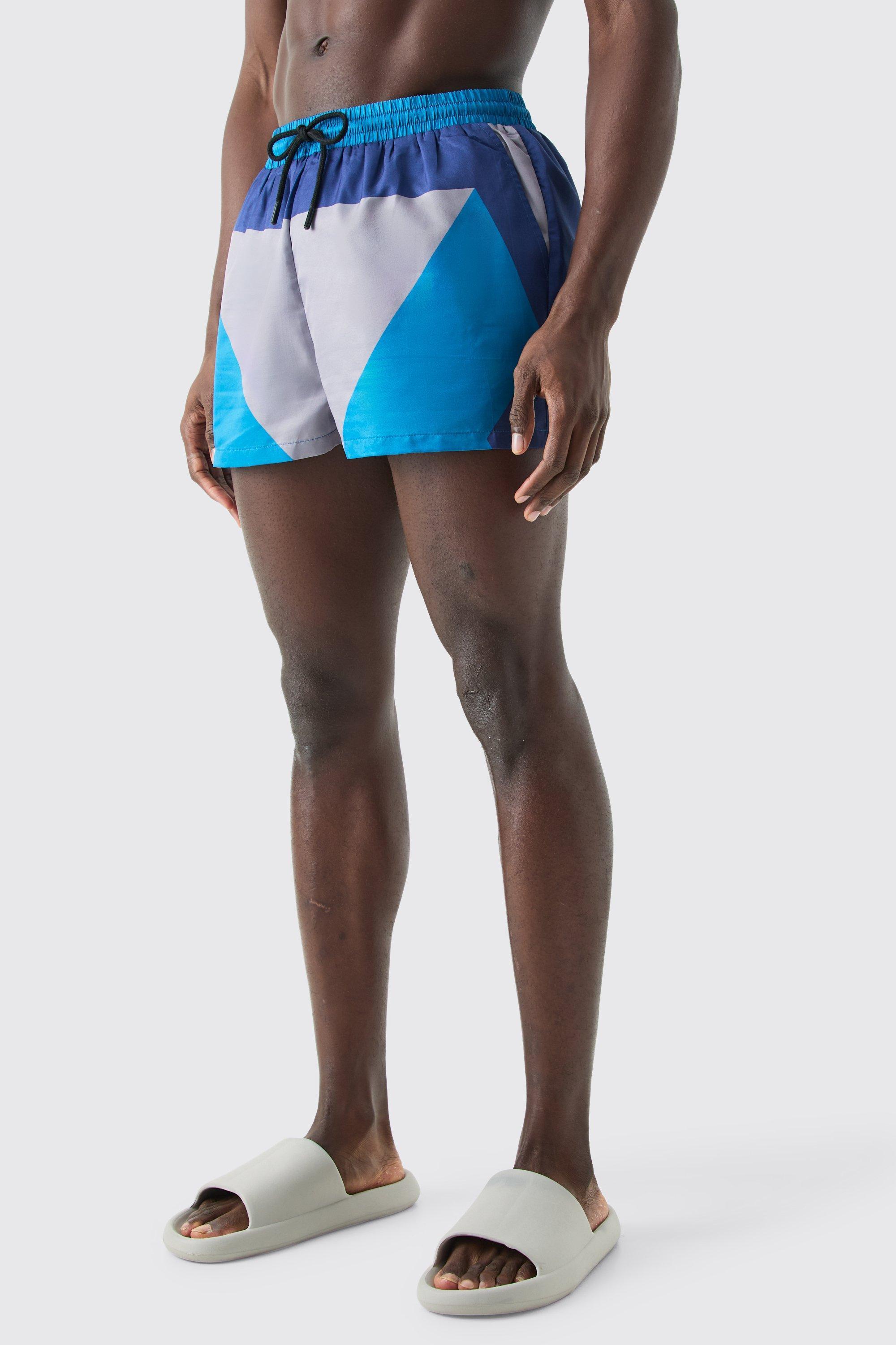 Super Short Colour Block Swim Trunks | boohooMAN USA Product Image