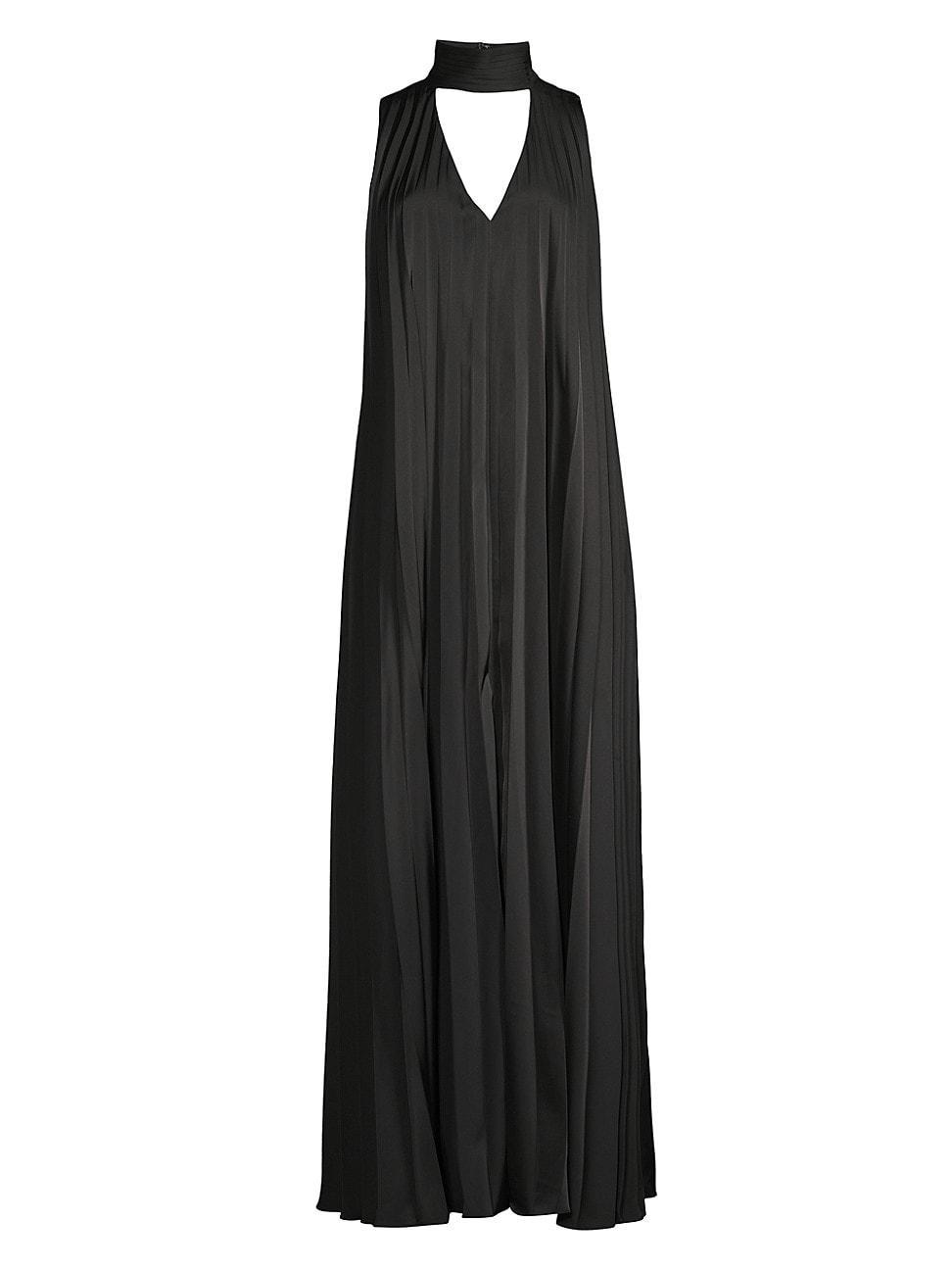 Womens Satin Sleeveless Pleated Gown Product Image