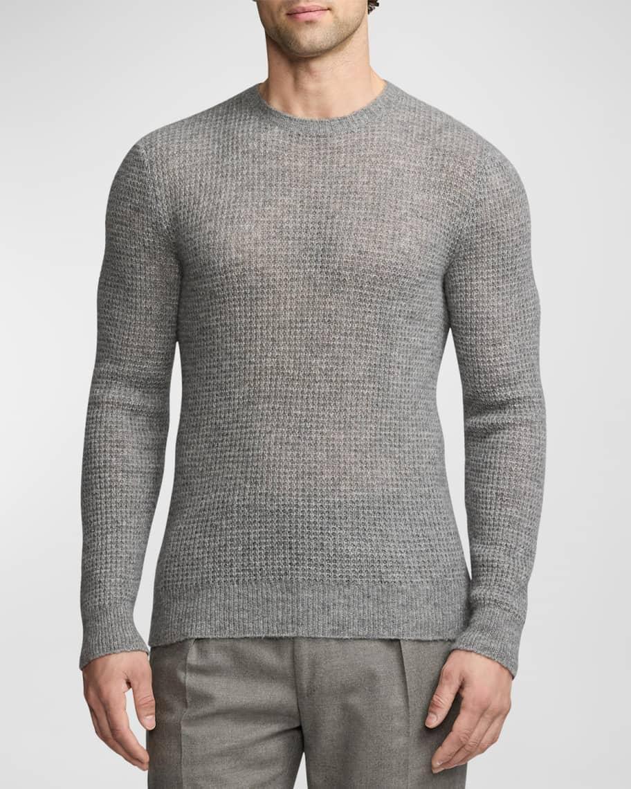 Men's Textured Cashmere Silk Crewneck Sweater Product Image