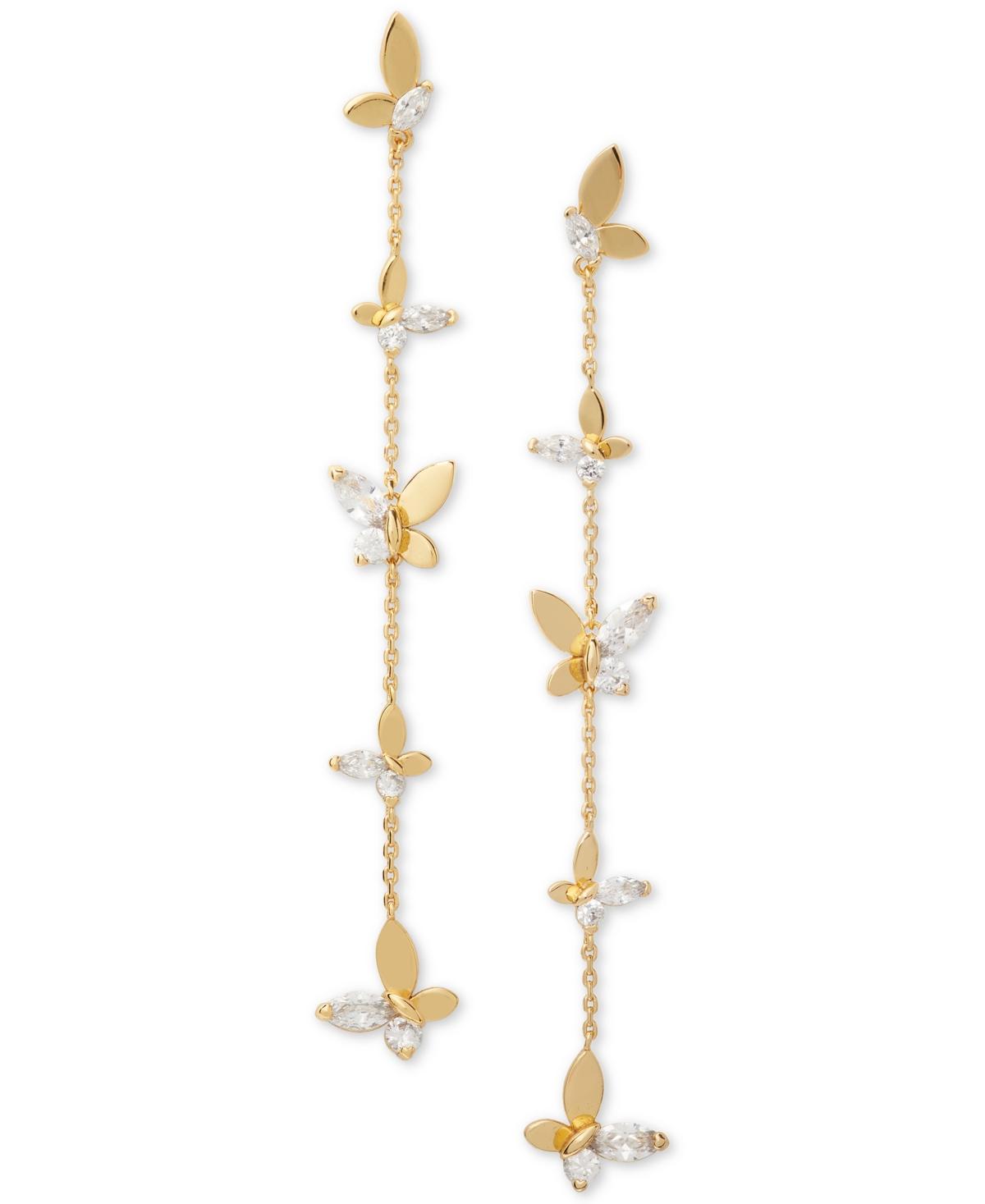 Kate Spade New York Gold-Tone Crystal Social Butterfly Linear Earrings - Clear Product Image