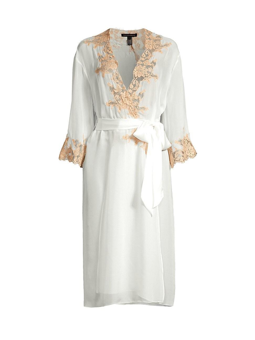 Womens Orchid Silk & Lace Robe Product Image