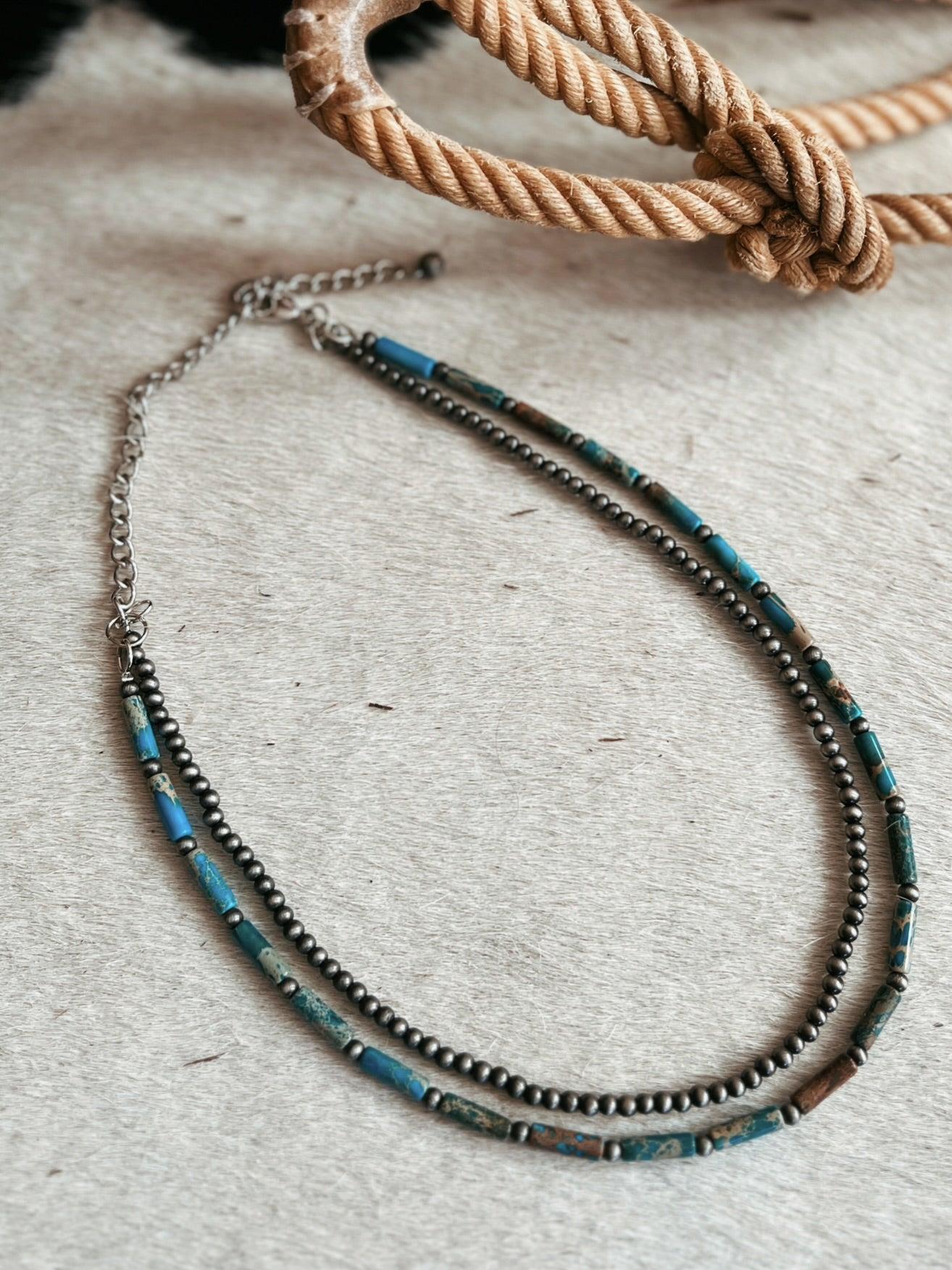 Double Strand Navajo Inspired Gemstone Bead Necklace Product Image