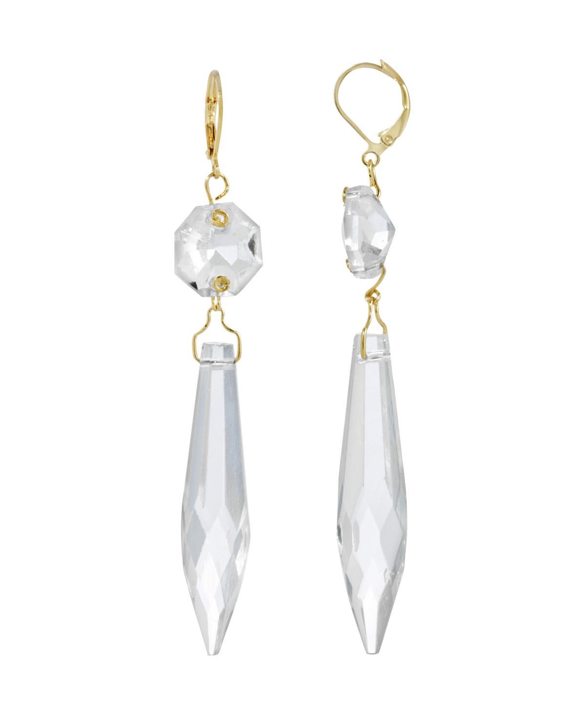 1928 Gold Tone & Clear Crystal Linear Double-Drop Earrings, Womens Product Image