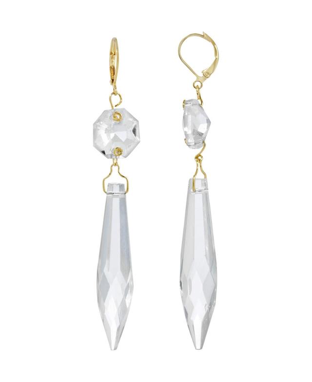 1928 Gold Tone & Clear Crystal Linear Double-Drop Earrings, Womens, Yellow Product Image