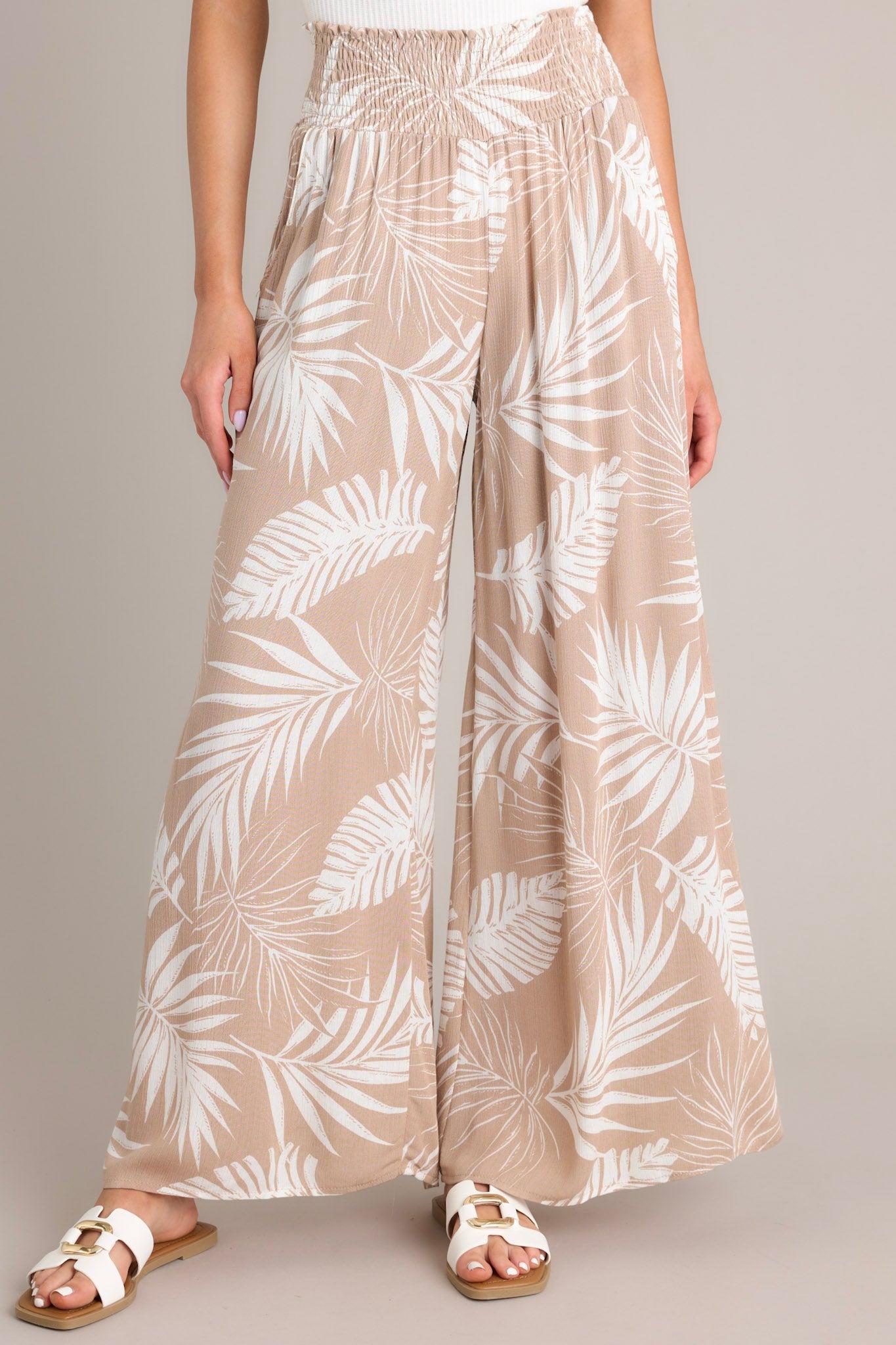 Sandy Palms Tan Tropical Print Pants Product Image