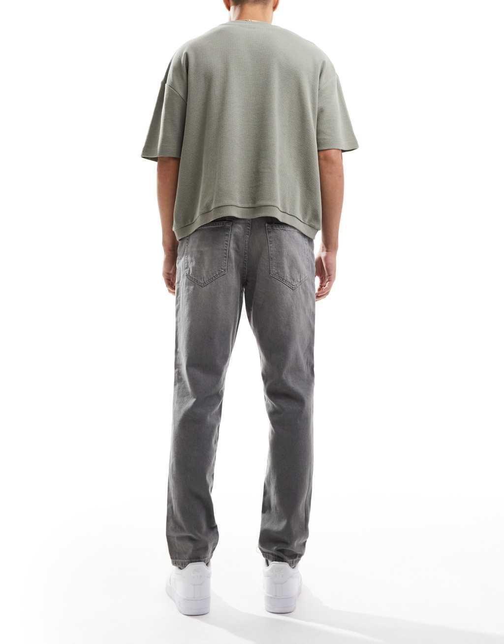 ONLY & SONS Yoke tapered fit jeans in washed gray Product Image