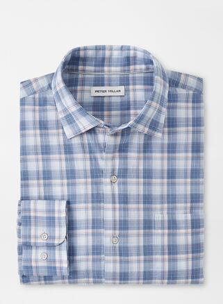 Peter Millar Mens Sanibel Cotton Sport Shirt | Color: Moon Blue | Size: L Product Image