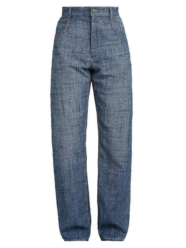 Mens Enlarged Textured Denim Print Trousers Product Image