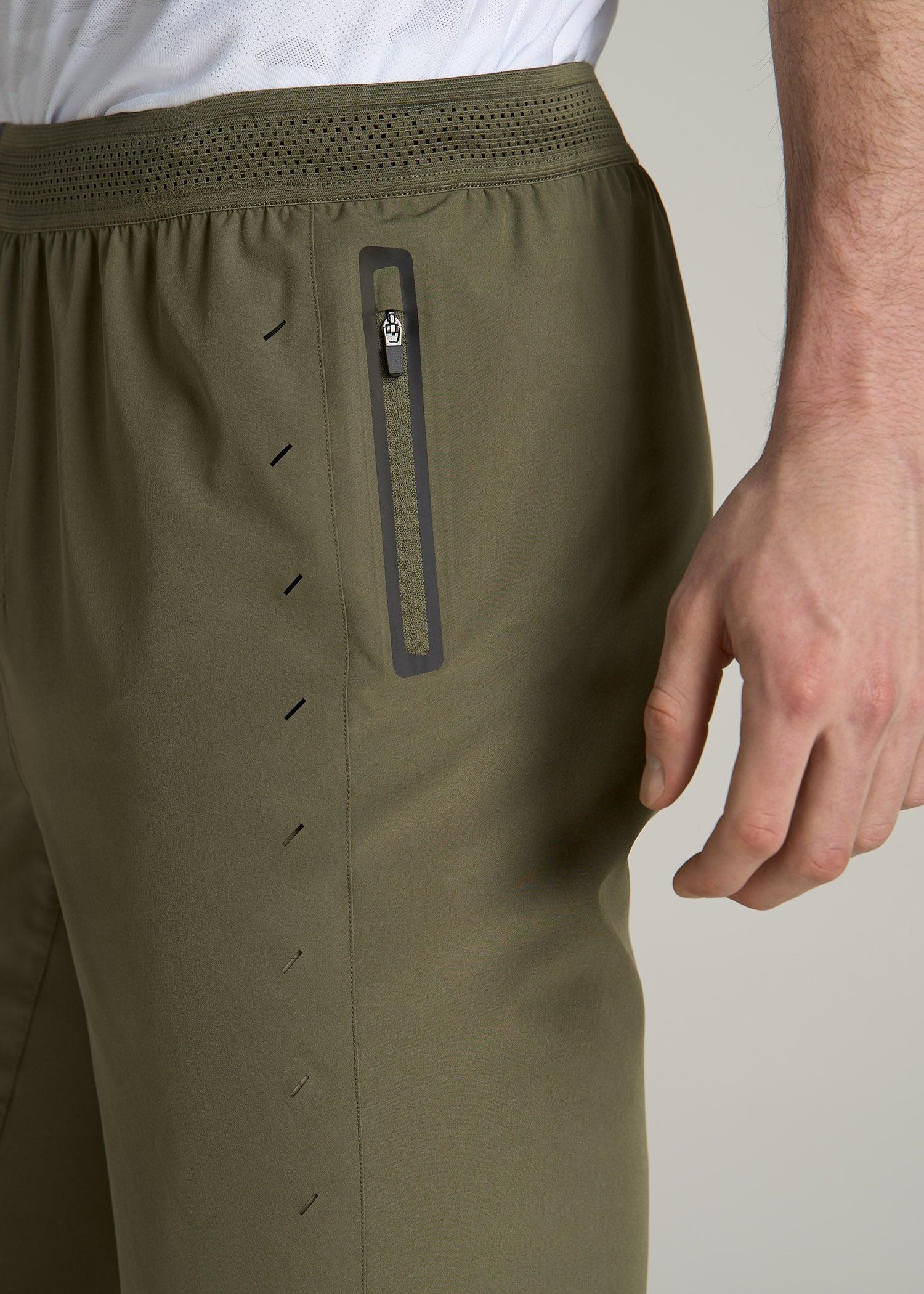 Featherweight Perforated Training Shorts for Tall Men in Olive Male Product Image