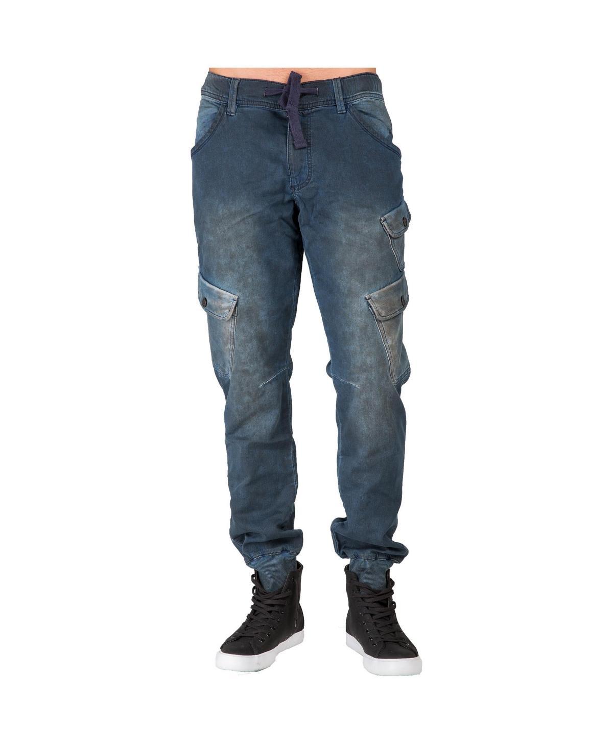 Mens Premium Knit Denim Jogger Jeans with Cargo Pockets Product Image