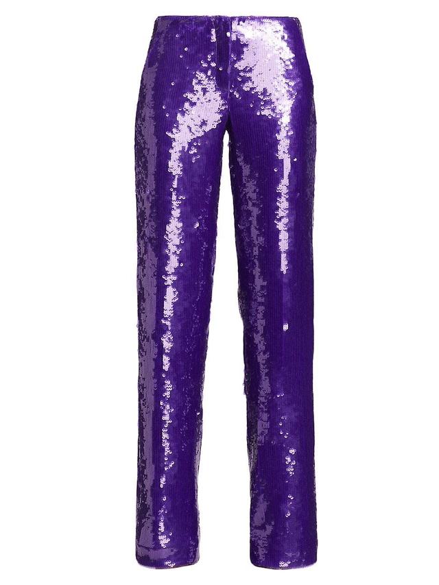 Womens Sequin-Embroidered Trousers Product Image