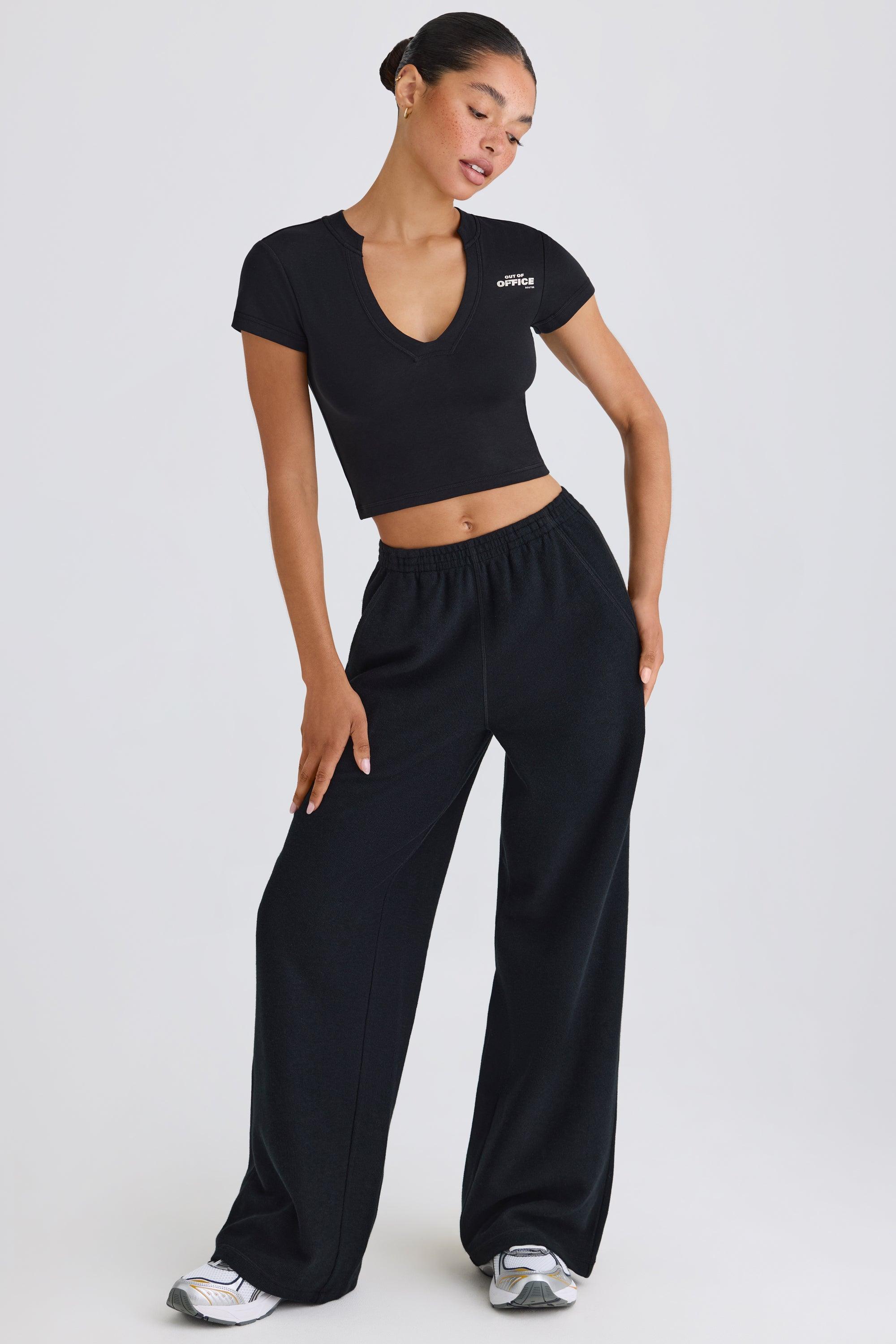 Petite Straight-Leg Joggers in Black Product Image