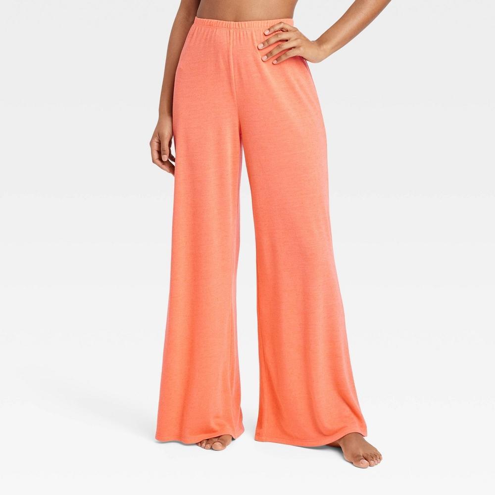 Womens Slub Knit Wide Leg Pants - Stars Above Coral M Product Image