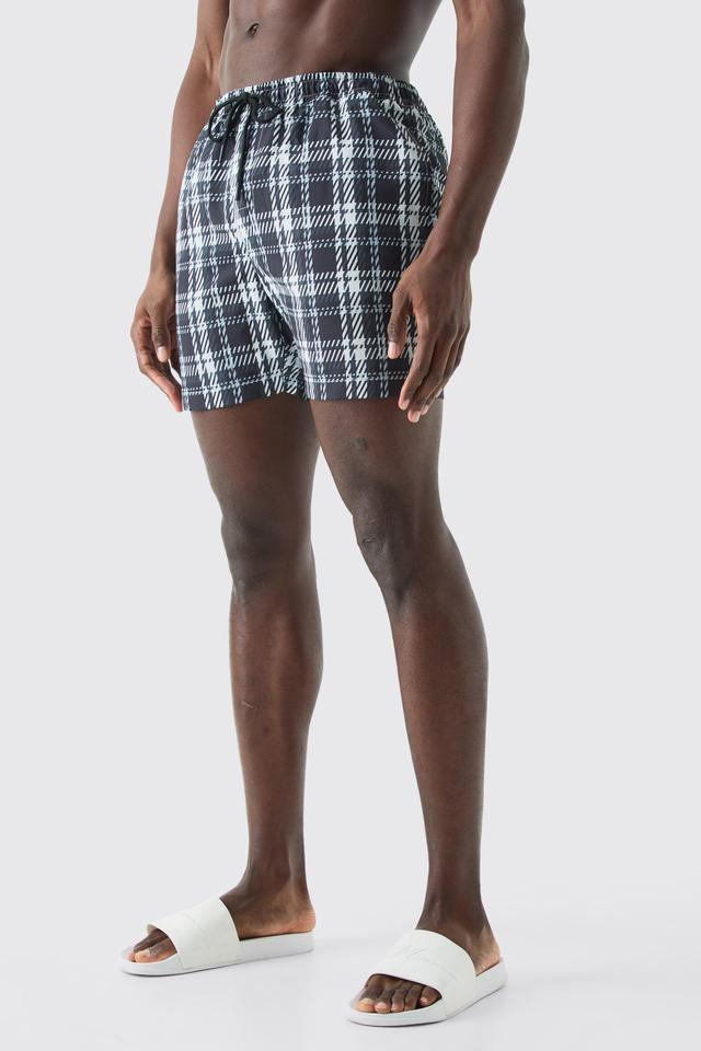 Mid Length Check Swim Short | boohooMAN USA Product Image