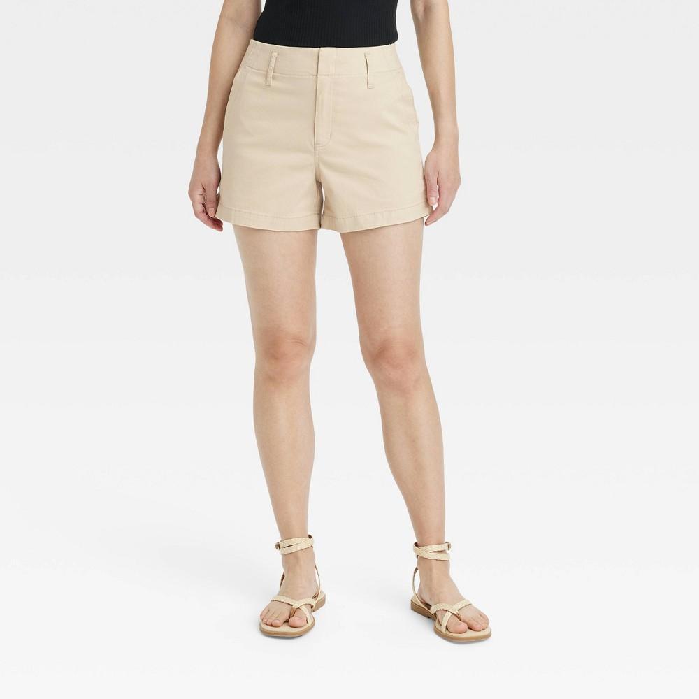 Womens High-Rise Everyday Chino Shorts - A New Day Tan 14 Product Image