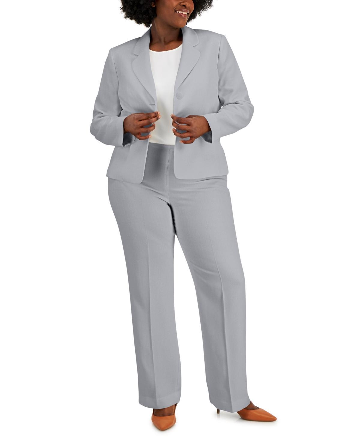 Le Suit Plus Size Button-Front Side-Zip Pantsuit Product Image