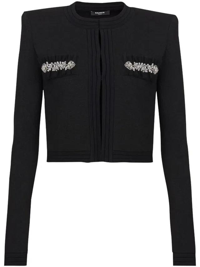 Crystal-embellished Cardigan In Black Product Image