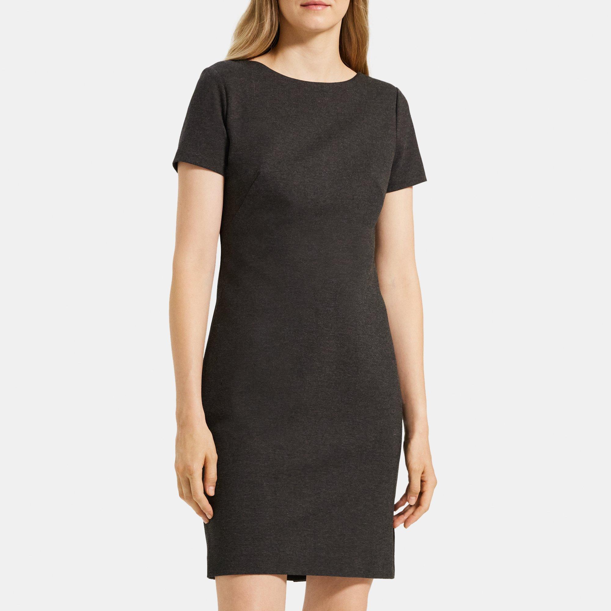 Heathered Stretch Knit Ponte Sheath Dress | Theory Outlet Product Image