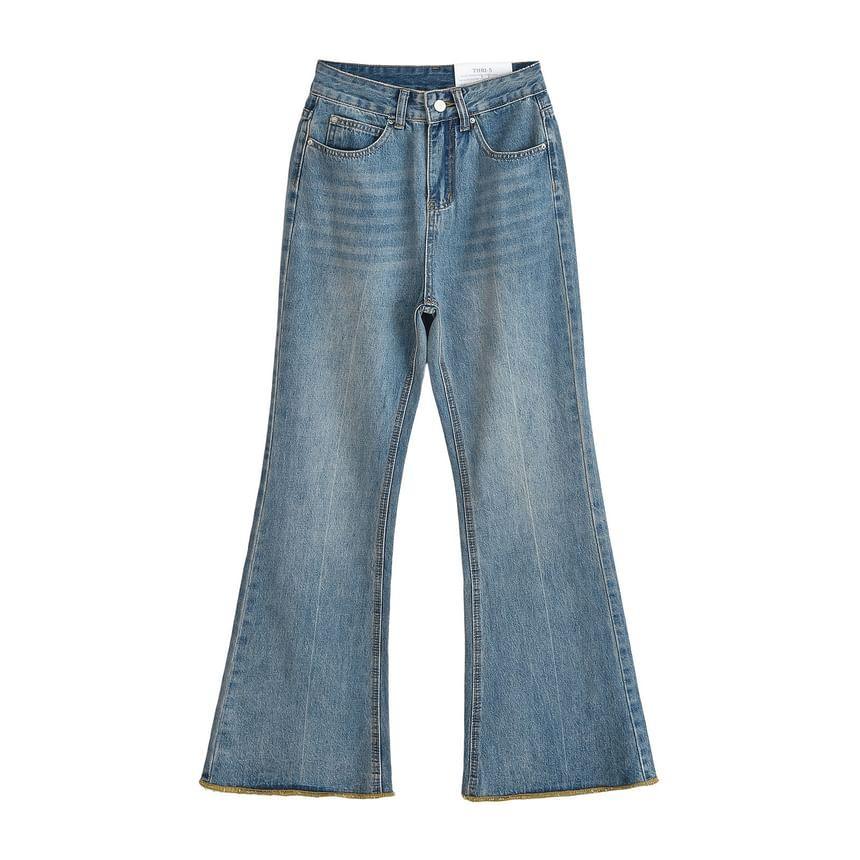 High Rise Washed Flared Jeans Product Image