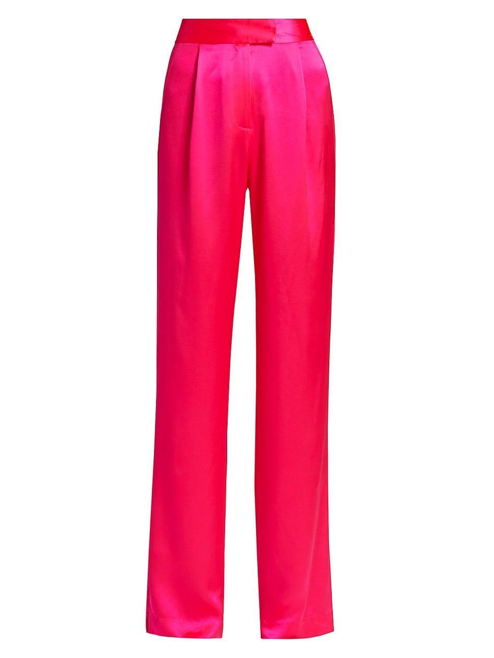 Womens Wide-Leg Silk Trousers Product Image