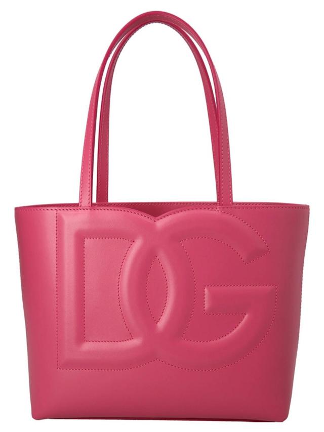 Small Dg Logo Leather Tote Bag In Glicine Product Image