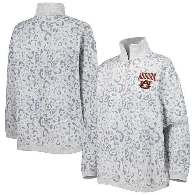 Womens Gameday Couture Heather Gray Auburn Tigers Leopard Quarter-Zip Sweatshirt Product Image