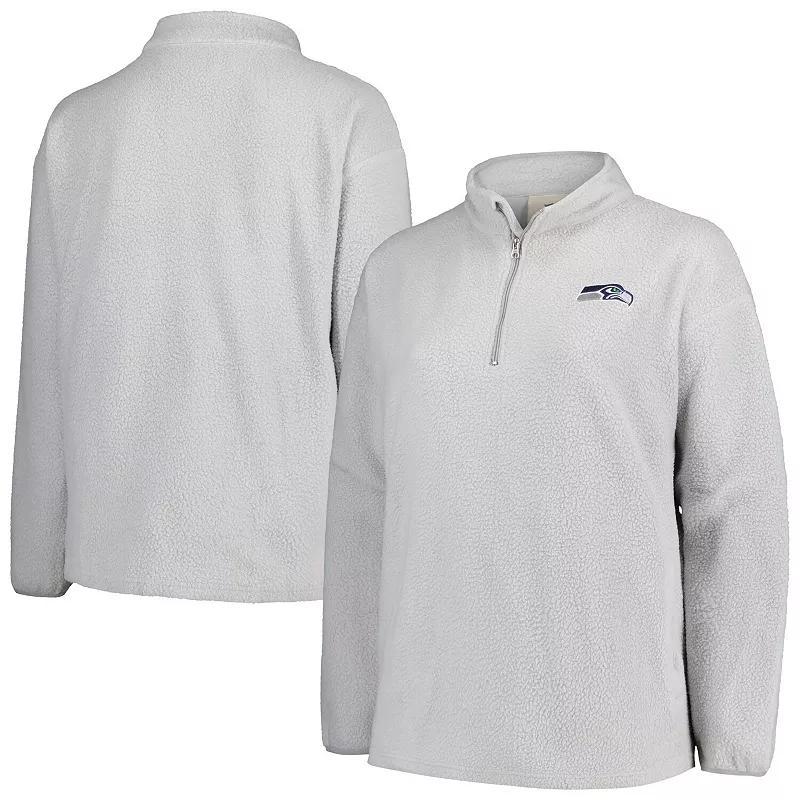 Womens Profile Gray Seattle Seahawks Plus Size Sherpa Quarter-Zip Jacket Product Image