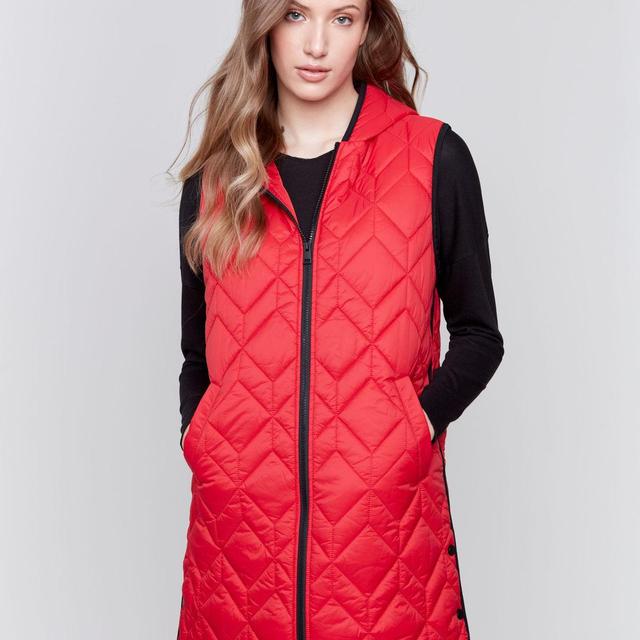 Charlie B. Long Quilted Red Vest Product Image