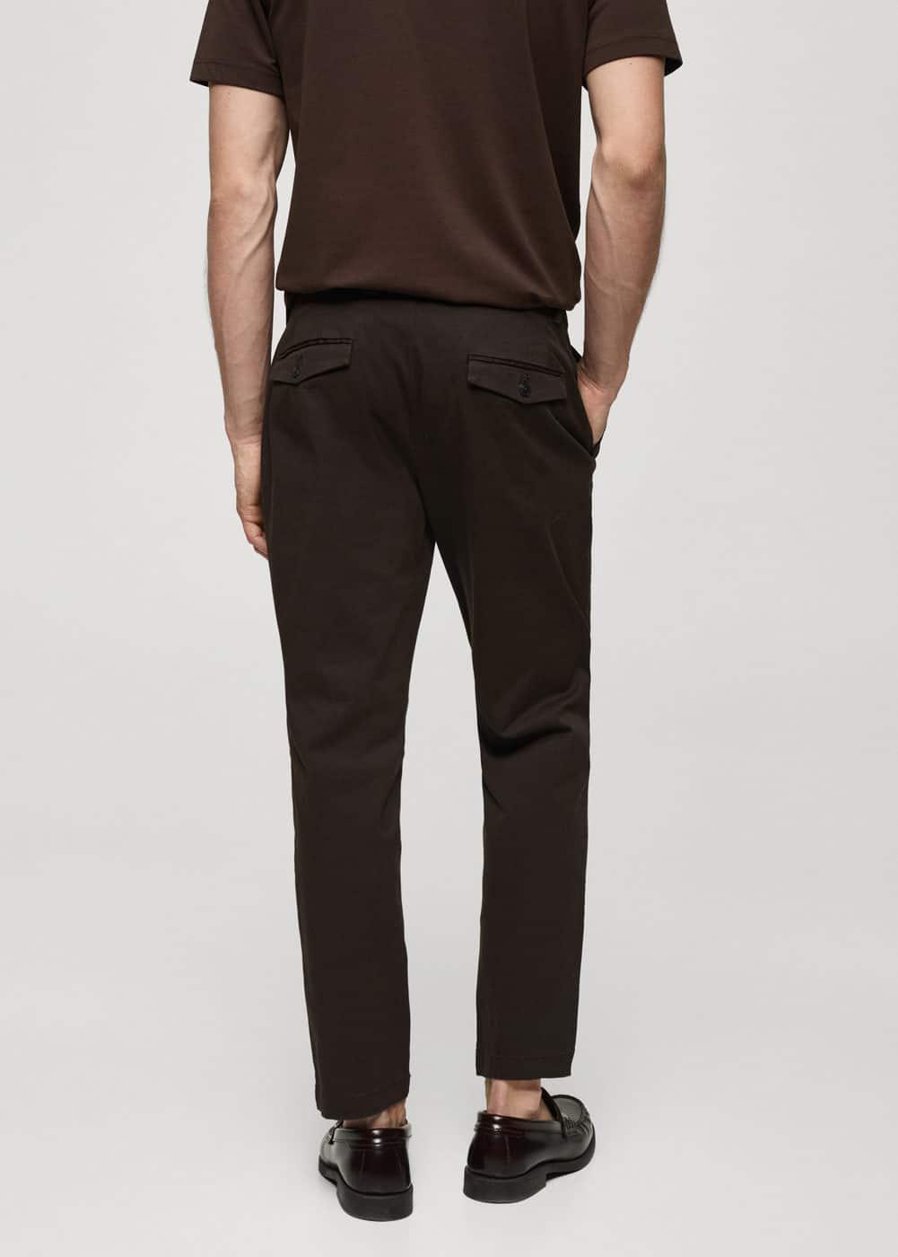 MANGO MAN - Cotton tapered crop pants medium brownMen Product Image