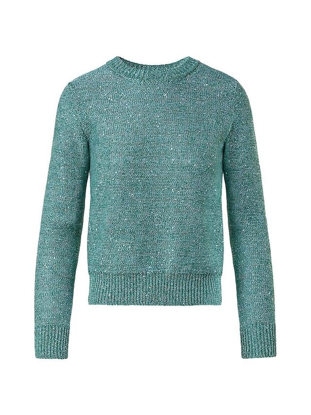 Womens Sequinned Linen-Blend Knit Sweater Product Image