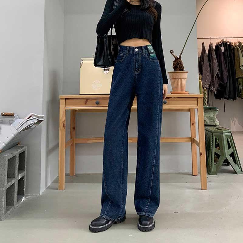 High Waist Straight Leg Jeans Product Image