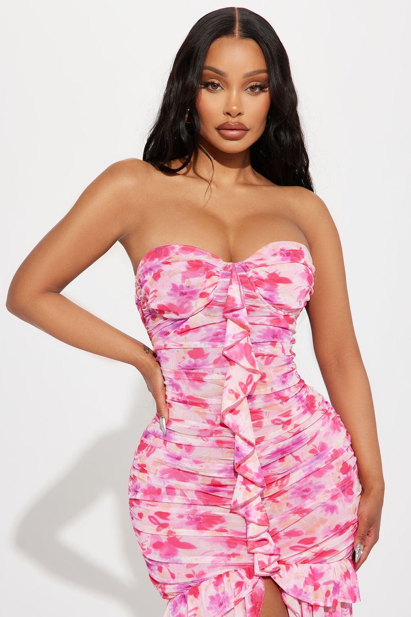 April Floral Mesh Maxi Dress - Pink/combo Product Image