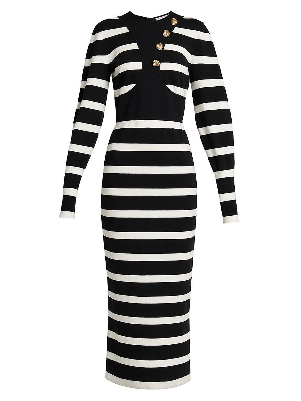 Womens Striped Wool-Blend Harness Midi-Dress product image