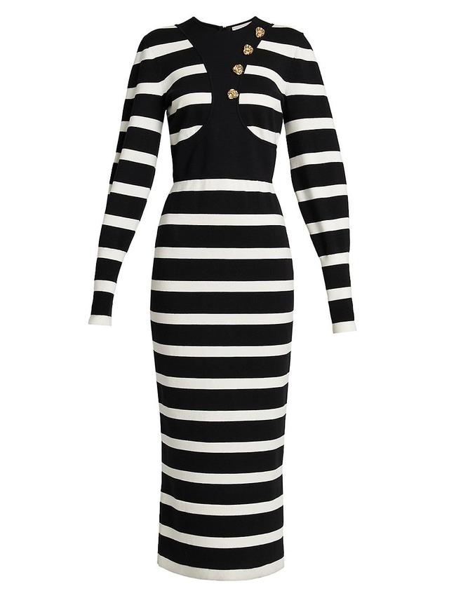 Womens Striped Wool-Blend Harness Midi-Dress Product Image