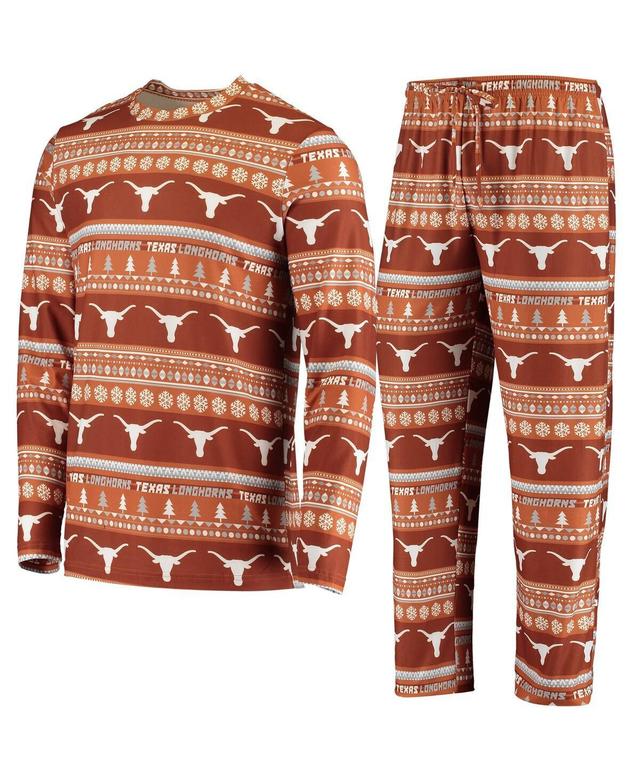 Mens Concepts Sport Texas Texas Longhorns Ugly Sweater Knit Long Sleeve Top and Pant Set Product Image