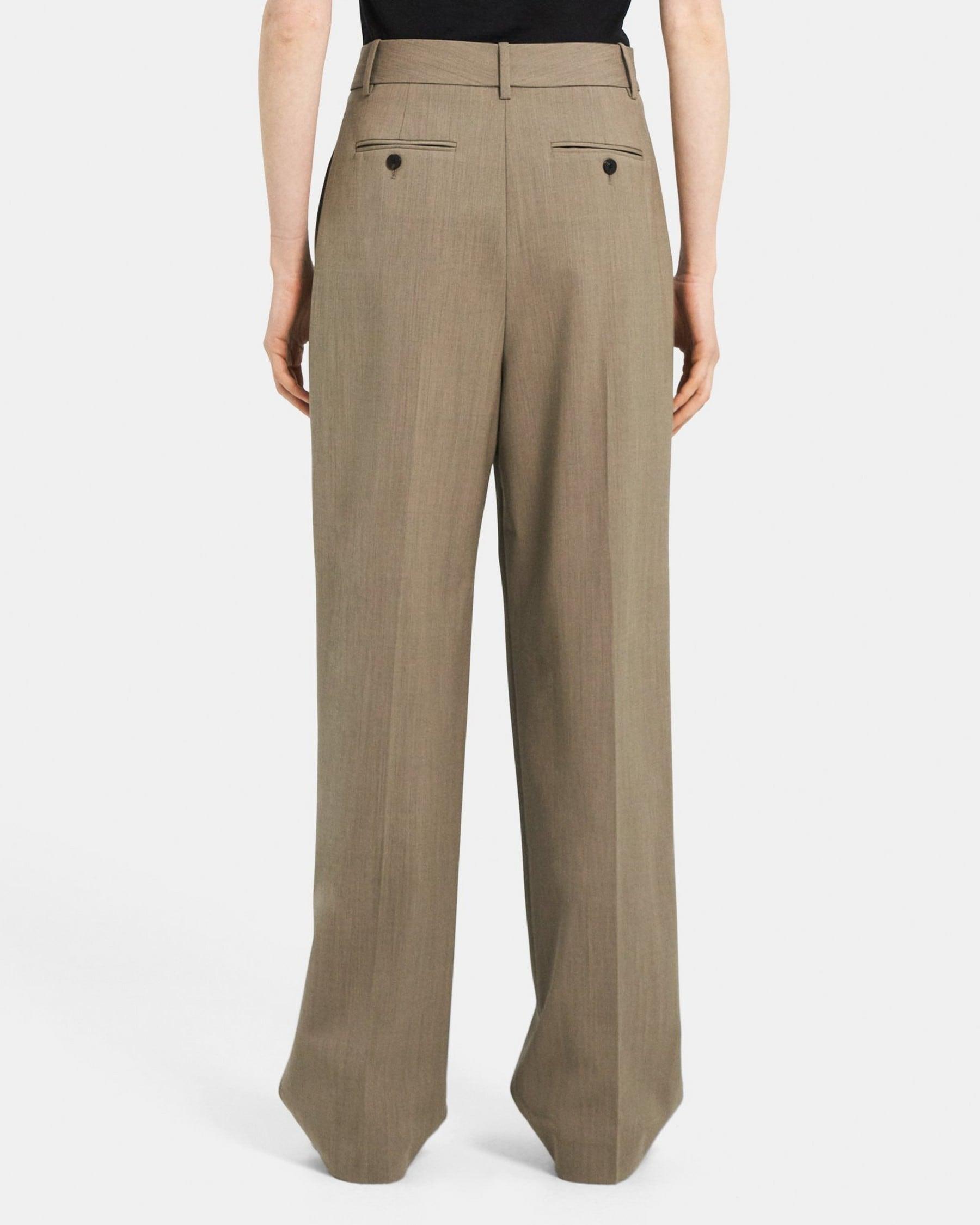 Pleated Wide-Leg Pant in Stretch Wool Product Image