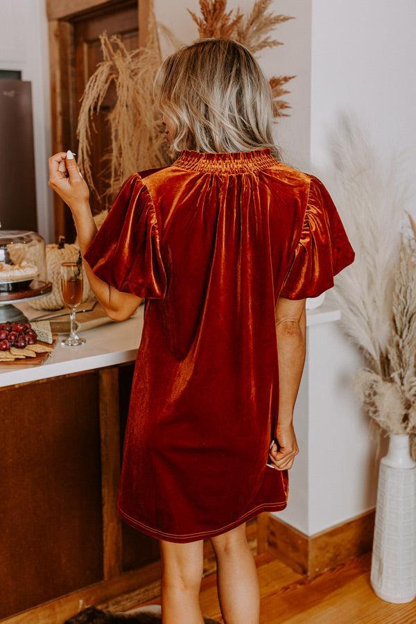 Modern Marvel Velvet Mini Dress In Rust Product Image