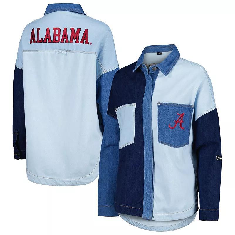 Womens Hype and Vice Denim Alabama Crimson Tide Multi-Hit Hometown Full-Snap Jacket Turquoise A Product Image