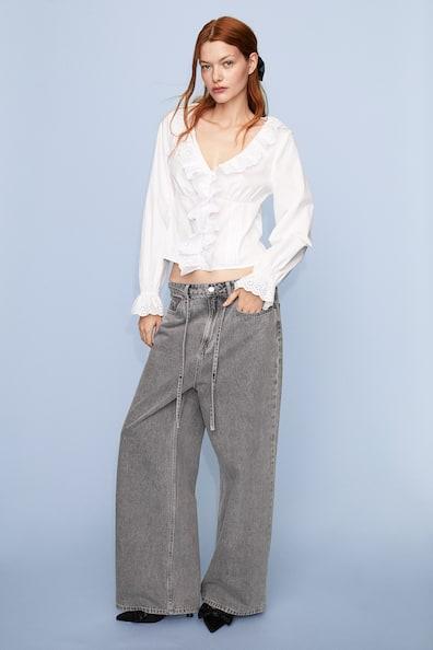 Ruffle-trimmed Poplin Blouse Product Image