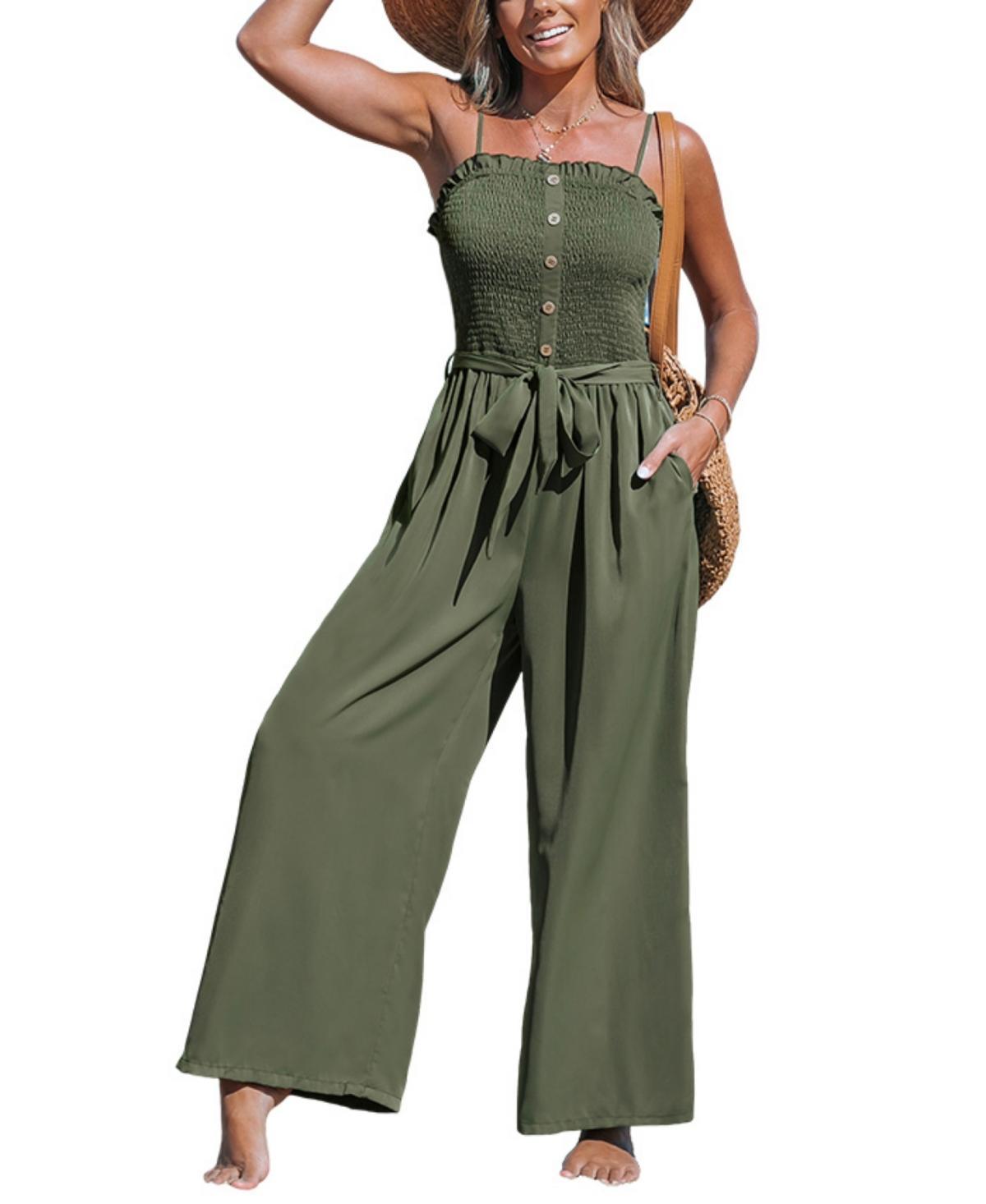 Cupshe Womens Olive Square Neck Straight Leg Jumpsuit product image