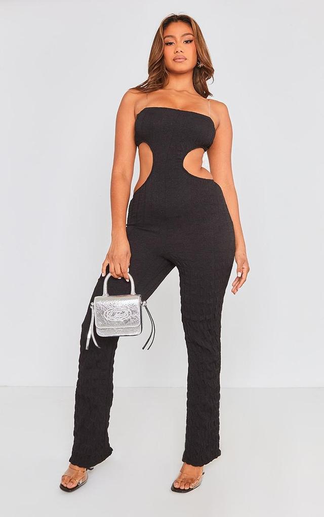 Black Bubble Textured Tube Jumpsuit Product Image